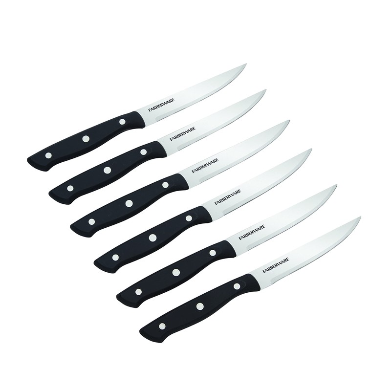 Farberware Triple Riveted Steak Knife Set, 6-Piece, High-Carbon Stainless Steel
