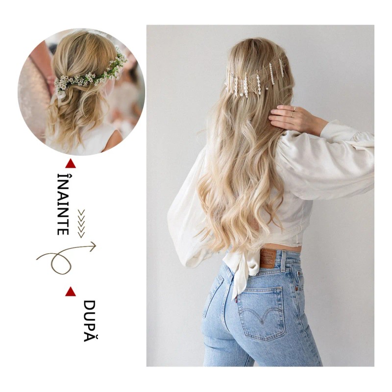 Extensiones Cabello Clip Cortinas Natural Ondulado 6 Pzs