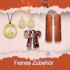 Fairycos Hippie Costume Women's Large Sizes Dress 70s Clothing Strike Move Outfit Fancy Dress Costumes Woman 42 44