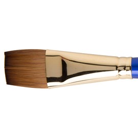 Daler-Rowney Sapphire Watercolour Brush, Sable & Synthetic Blend, Short Handle, Flat Wash, 1in