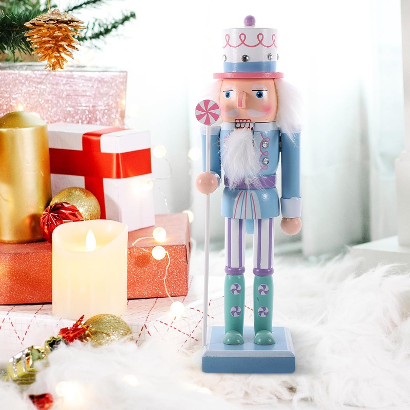 Gatuida Nutcracker Christmas Decorations: 25cm Wooden Nutcracker Soldier Traditional Xmas