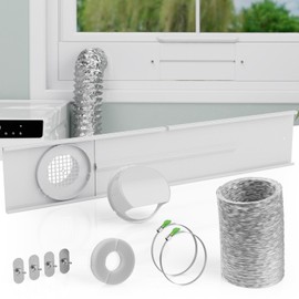 Dryer Vent Window Kit,Adjustable Window Vent Kit with Outdoor Dryer Vent Cover,4 Inch Dryer Exhaust Hose,Adjustable Window Seal Panels for Sliding Windows