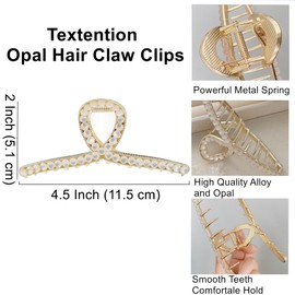 Rhinestone Hair Claw Clips, Vintage Opal Gold Metal Hair Jaw Clip for Women, Non Slip Hair Clamp for Long, Thick Hair Fashion Wedding Party Accessories Elegant Hair Barrettes Decorations for Ladies