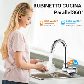 Gokelomg Foldable Kitchen Faucet 360 Degree Rotation Wash Basin Tap Single Handle Cold and Hot Water Mixer Copper Tap for RV Boats