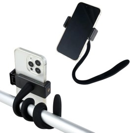 Apausvcm Stroller Phone Holder, Portable Flexible Cell Phone Holder Stand with Non-skidding Arm Grip Soft Alloy Phone Clamp Stroller Accessories for Baby Buggy Desk Handlebar Treadmill Pushchair