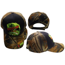 Trade Winds Shut Up and Fish Camouflage with Black Front Acrylic Adjustable Embroidered Baseball Hat Cap