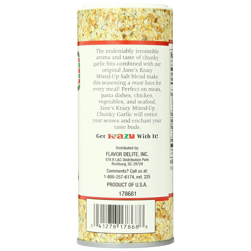 Jane's Krazy Chunky Mixed-Up Garlic Seasoning, 4.75 Ounce (Packing may