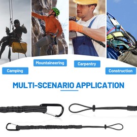 DBREAKS Pack of 3 Tool Fall Protection, Safety Lanyard with Carabiner, Tool Lanyard, Shock Absorbing Tool Safety Lanyard, Tool Lead Fall Protection for Work Equipment (Black)