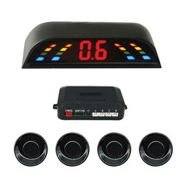 TOTMOX Wireless Car Reversing Radar System Kit LED Display Car Reverse Backup Radar System w/ 4 Sensors Buzzer Beep-Beep Alarm Indicator Black