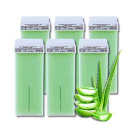 LALILL Aloe Wachspatronen 100ml x 6 - Roll on Wax - Wirksames Enthaarungswachs - Warm- Wachspatrone mit natürlichen Zutaten, Depilation, Körper, Gesicht, Beine, Roller, breit