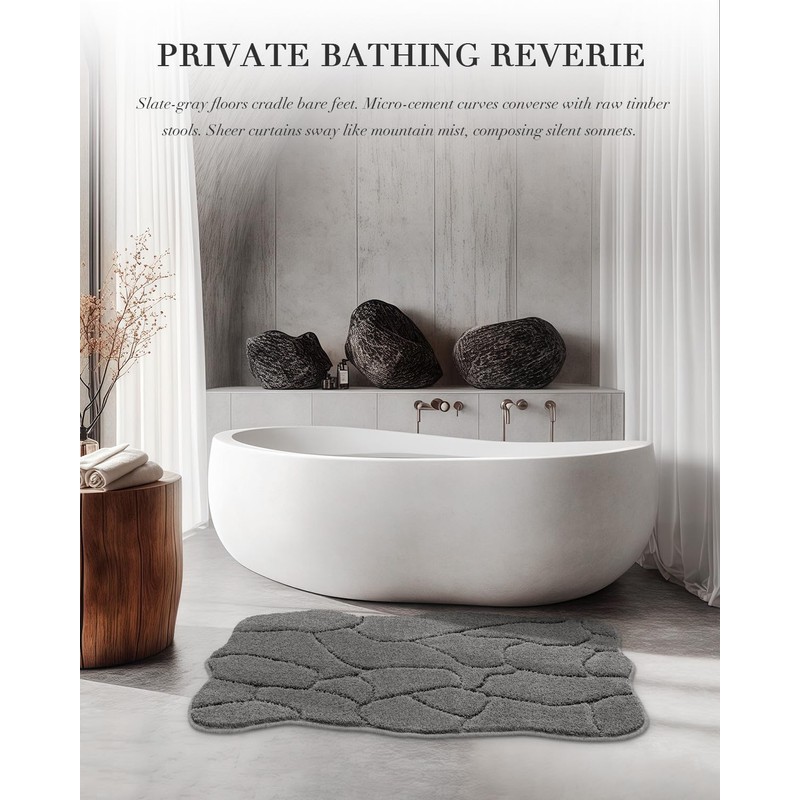 Grey Bath Mat, 20x32 Soft Microfiber Bathroom Mat for Shower