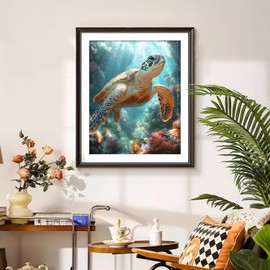 MBYAUYN Paint by Numbers Adult Animals Sea Turtle Paint by Numbers Adult 40 x 50 cm, DIY Hand Painted Oil Painting Kit, Wrinkle-Free Canvas Kit - With 3 - Brushes and Acrylic Paint