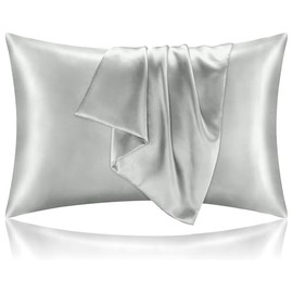 Satisure Silk Pillowcase for Hair and Skin Neck Pillow Silk Pillowcase 2pack Gery