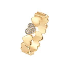 PAVOI 14K Yellow Gold Plated Heart Stackable Ring for Women | Love Valentines Statement Rings | Size 7