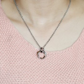 Uloveido His and Hers Titanium Triple Circle Ring Necklace Pairs Matching Friendship Necklace 3 Rings Pendant Necklaces for Couples TN053-Couple