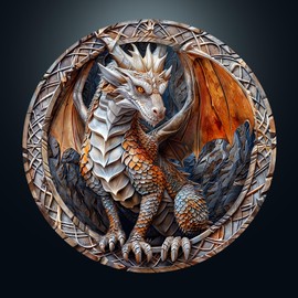 CHARMIBLE Puzzle 1000 Pieces Adult 1000 Pieces 3D Cave Dragon Impossible Round Puzzle, 67.5 x 67.5 cm Blue Paper Card Irregular Unique Jigsaw for Family Friends