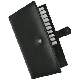 Marshal RFID Blocking Soft Premium Leather Bifold Credit Card Holder with Button Closure (Black)