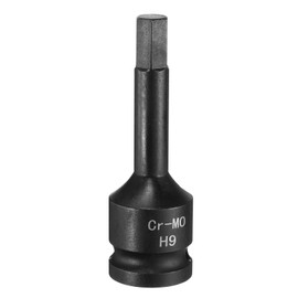 sourcing map 9mm Hex Impact Bit Socket H9 1/2" CR-MO Steel Phosphate Black Impact Drive Hex Bit Sockets Lengthen Hex Screwdriver Socket Adapter for Auto Mechanics Work Repair Maintain