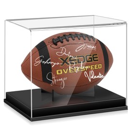 Football Display Case, Acrylic Football Case Clear Display Case for Full Size Signed Football Holder with UV Protection, No Assembly Required Football Display Box with Removable Football Display Stand