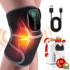 HOMRELEXA Cordless Heated Knee Massager, 3-in-1 Heating Pad with 3 Vibration and Heating Mode, Auto-Off Timer, Knee Brace for Shoulder Elbow, Gifts for Men Women, Black 1PC