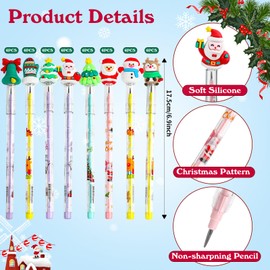 CCINEE 24pcs Christmas Pencils,Christmas Multi Point Stackable Push Pencil with Toppers Santa Claus XmasTree Snowman Pencils for Kids Students Classroom Rewards Christmas Stocking Stuffer Party Favors