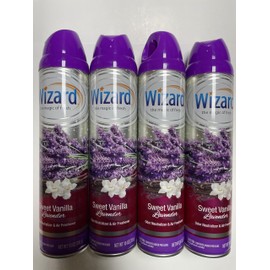 Wizard The Magic of Fresh | Odor Neutralizer & Air Freshener - 10 Oz. Sweet vanilla lavender (Pack of 4) (Packaging May Vary)
