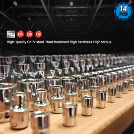 Drado Torx Sockets, Hex/Torx Socket Set, Star, E, Torx, E4-E24, External Torx Socket Set, 1/4", 1/2", 3/8", E Type, Sockets, Insert Nut