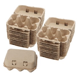 SOUJAP 30 Pack Half Dozen Egg Cartons, 6 Count Paper Egg Cartons bulk, 1/2 Dozen Plain Pulp Egg Cartons for Storing up to 6 Small to Medium Chicken Eggs