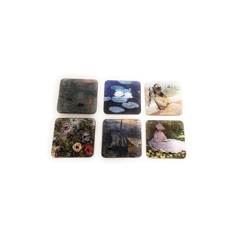 Cartexpo 6 Monet Coasters - Wood/Cork - Dimensions of a