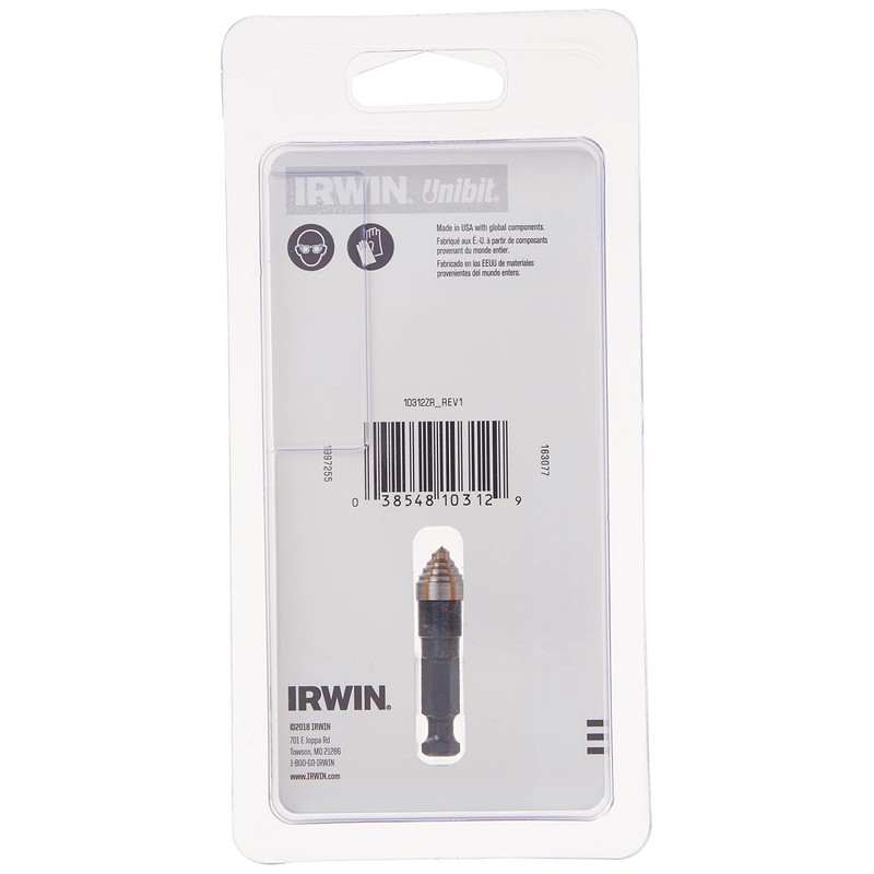 Irwin Tools - 10312ZR Unibit #12 3/8-Inch Step-Drill Bit, 1/4-Inch