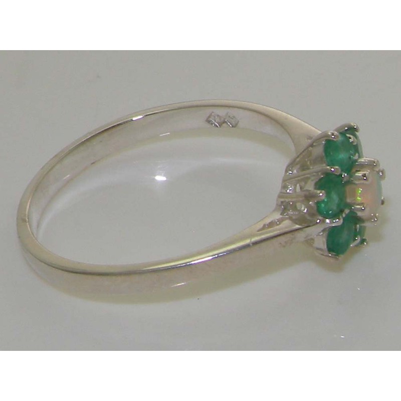 LetsBuyGold 925 Sterling Silver Natural Opal and Emerald Womens Cluster