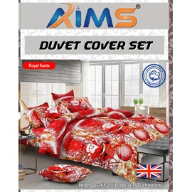 Royal Santa Merry Christmas Santa Claus Quilt/Duvet Comforter Cover & Pillowcase Bedding Bed Set, Multi-Colour Santa Claus Duvet Cover Set, Ultra Soft, Durable Set Zip Closure (Full)