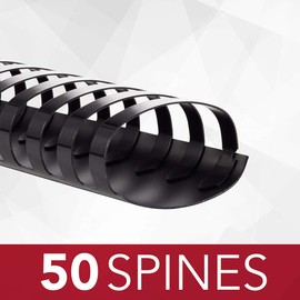 GBC Binding Spines / Spirals / Coils, 2" Diameter, 500 Sheet Capacity, CombBind, Black, 50 Pack (4200022)