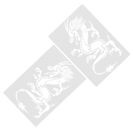 DOITOOL 2Pcs Reusable Dragon Painting Stencils DIY Hollow Templates for Wall Furniture Crafting with Smooth Washable Surface for Easy Decorative Artwork