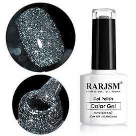 Black Glitter Nail Polish Led UV Gel Polish Sparkle Color Soak Off Nail Art Gel 1 PCS 7.5ML Gel Polish Sparkles Varnish for Nail Art DIY Design Manicure Starter RAR85