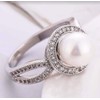 Xiaomei Women Pearl & White Sapphire 925 Sterling Silver Ring