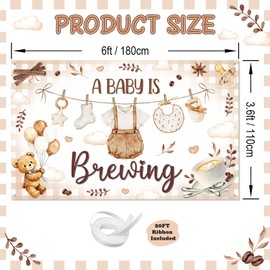 Avezano A Baby is Brewing Banner Coffee Themed Baby Shower Backdrop Decorations Coffee Beans Shower Welcome Baby Banner A Baby is Brewing Photo Props Background (6x3.6ft)