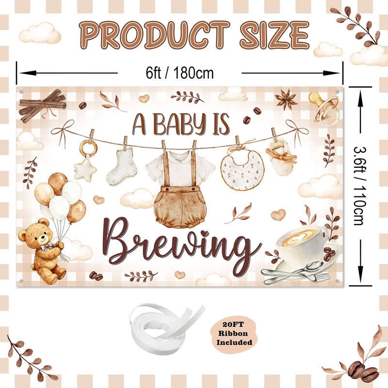 Avezano A Baby is Brewing Banner Coffee Themed Baby Shower
