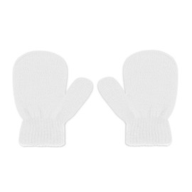 DOOVID Toddler Mittens Winter Warm Knit Mittens Baby Boys Girls Knitted Magic Gloves Infant Mitten 1 Pairs White