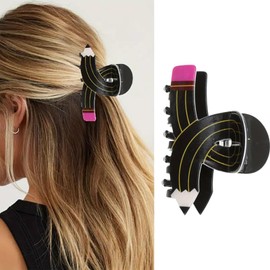 Pencil Hair Claw Clips Teacher Hair Clips Back to School Hair Claw Clip for Women Teacher Funny Acetate Hair Jaw Barrettes Hair Accessories for Teachers Appreaction Present(Black)
