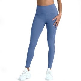 POPSUGAR High Waisted Leggings for Women Tummy Control, Yoga Pants Women, Gym Workout Leggings with Pocket Blue Mist, Medium