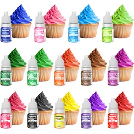 Lebensmittelfarbe Flüssige - 14 Farben Hochkonzentriert Lebensmittelfarbe für Backen, Kekse, Fondant, Macaron,DIY Seifen, Kunsthandwerk Einfärben - 6 ml Flaschen