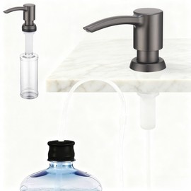 BZOOSIU Kitchen Sink Soap Dispenser, Built in Countertop ABS Pump Under Counter Dish Soap Hand Lotion Dispenser (Gray) with 47" Extension Tube kit Gray,with Tube Kit