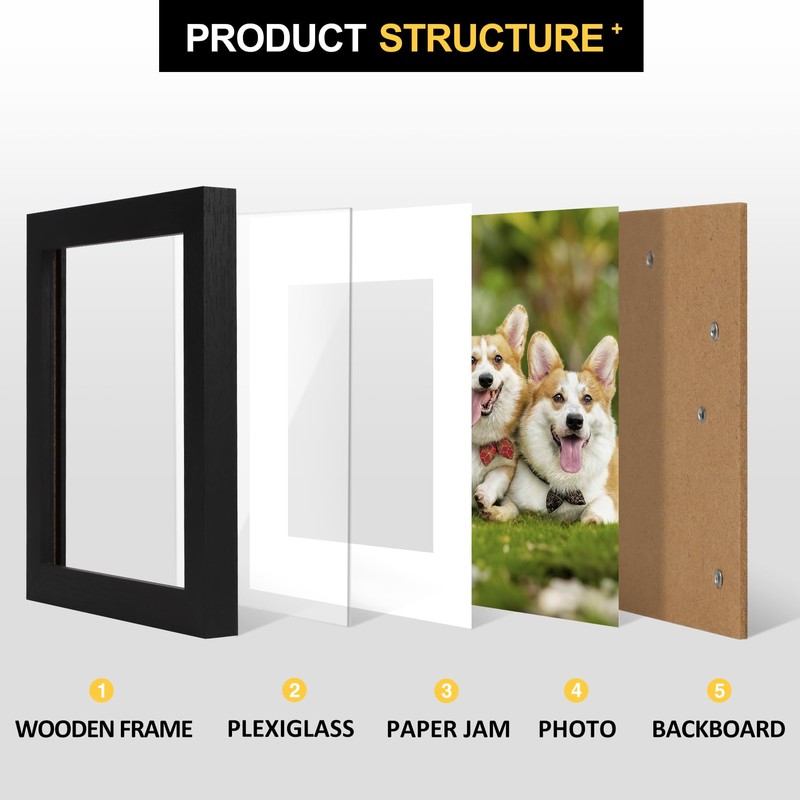 TOFOREVO 6x6 Picture Frames Set of 6 Black Wood Grain