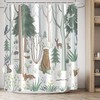 AWERT Cute Shower Curtain with Hooks Green Forest Shower Curtain