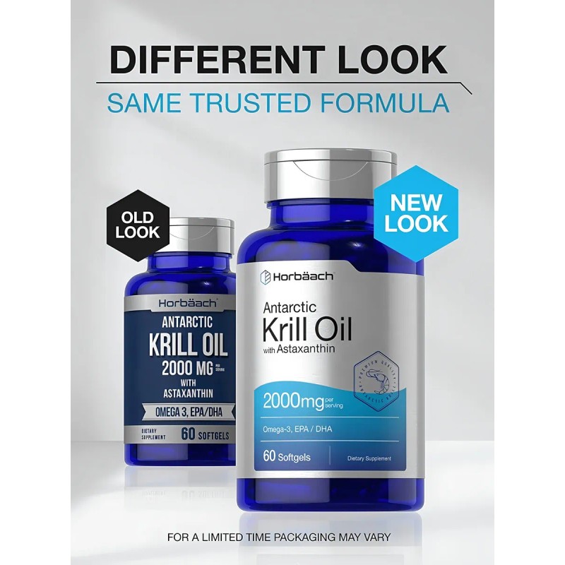 Aceite De Krill 2000mg(60 Cápsulas) Omega 3 Horbaach Sabor Sin