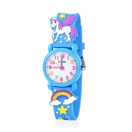 VAPCUFF Gifts for 3 4 5 6 7 Year Old Kids, 3D Cartoon Waterproof Kids Watch Educational Toys for 3 4 5 6 7 Year Old Girls Christmas Birthday Gifts for Girls Age 3-8 - Dark Blue