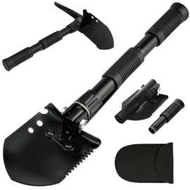 Mini Pala Plegable para Camping, Pala Supervivencia con Pico, Pala Plegable Militar 3 en 1 de Acero, Adecuado para jardinería, Camping, excavación, Dr