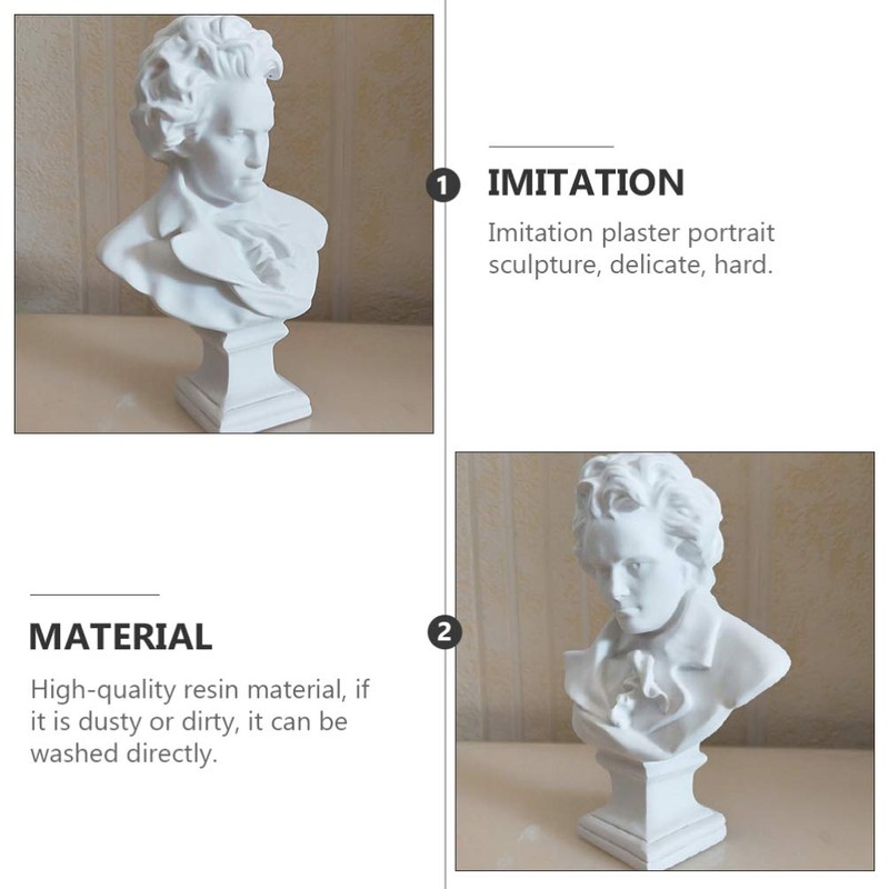EXCEART Resin Sketch Figures Beethoven Bust Statue Figures Plaster Line