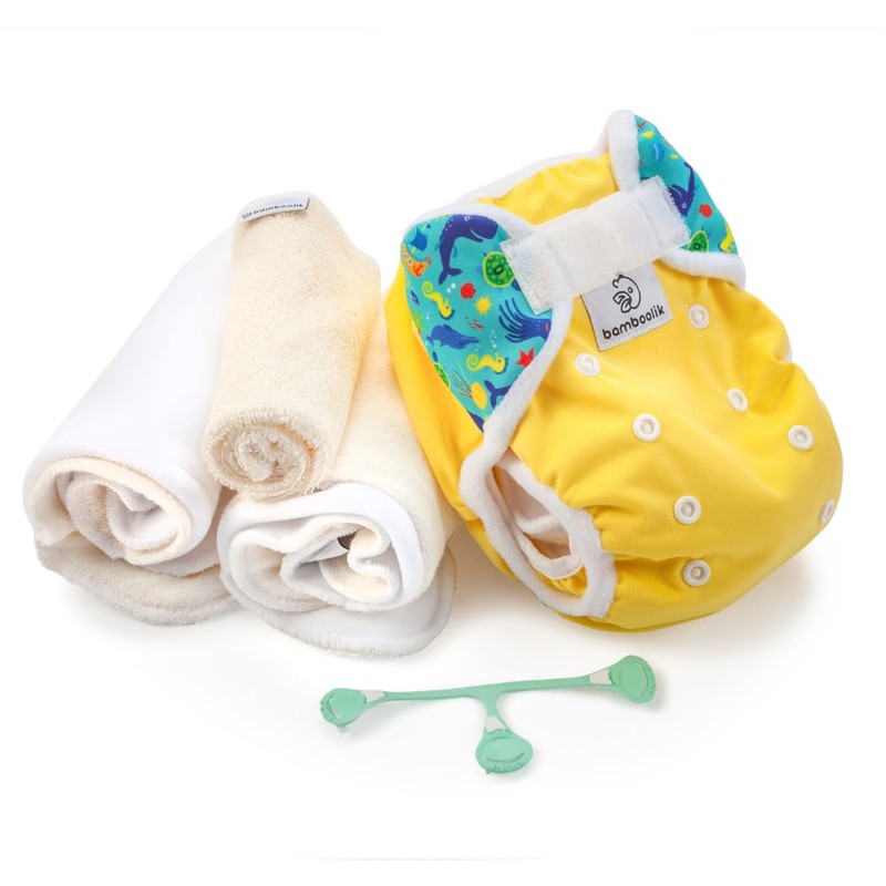 Bamboolik. Waterproof Washable One Size Duo, Button Closure, Double Side